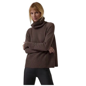 Athleta Brown Aspen Wool Cashmere Turtleneck Sweater
